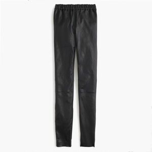 NWOT J Crew Collection Black 100% Leather Stretch Legging Sz 000 seam separated